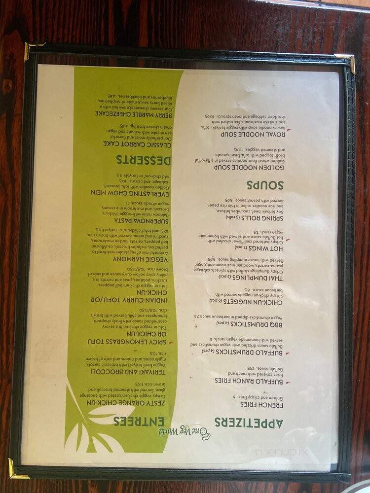 One World Vegetarian Cuisine - West Covina, CA menu_pic