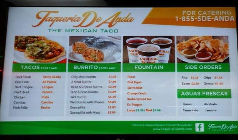 Taqueria De Anda - Anaheim, CA menu_pic