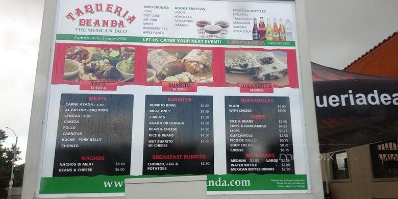 Taqueria De Anda - Fullerton, CA menu_pic