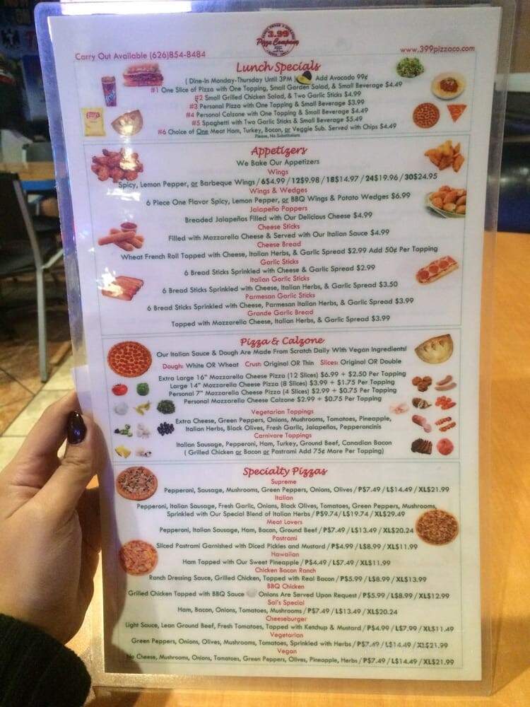 399 Pizza Co - West Covina, CA menu_pic