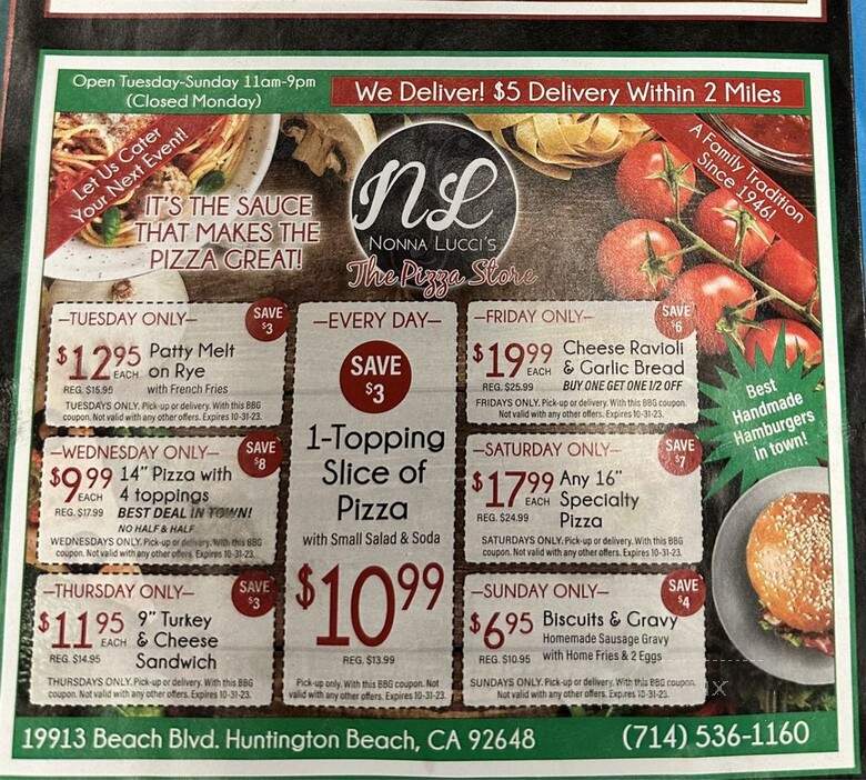 Nonna Lucci's - Huntington Beach, CA menu_pic