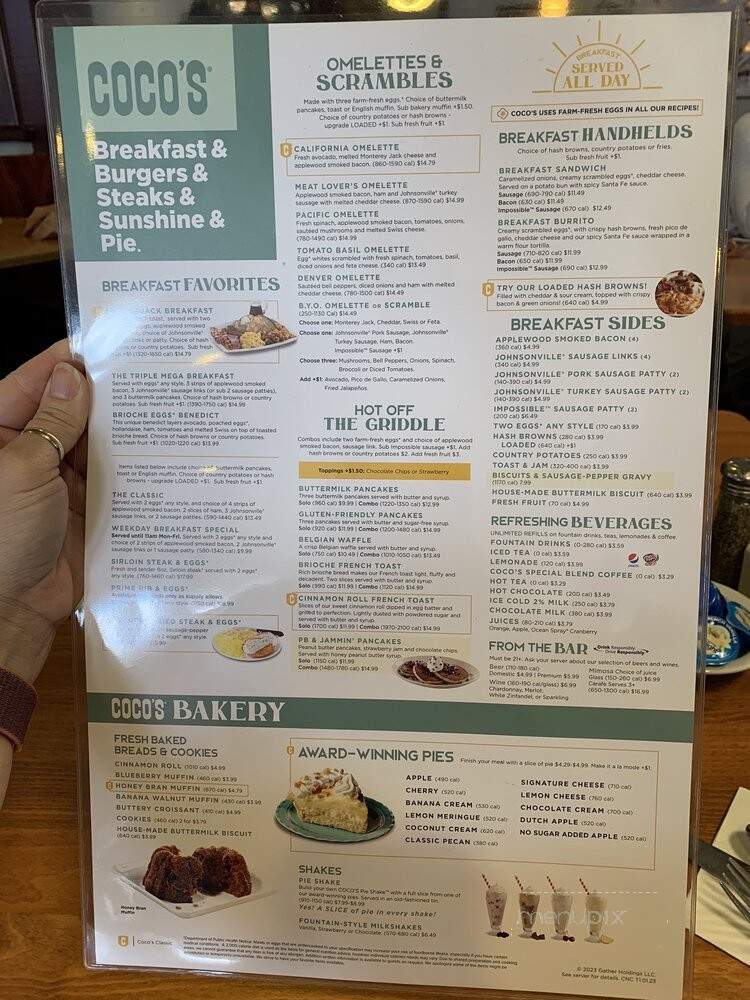 Coco's Bakery Restaurant - Brea, CA menu_pic