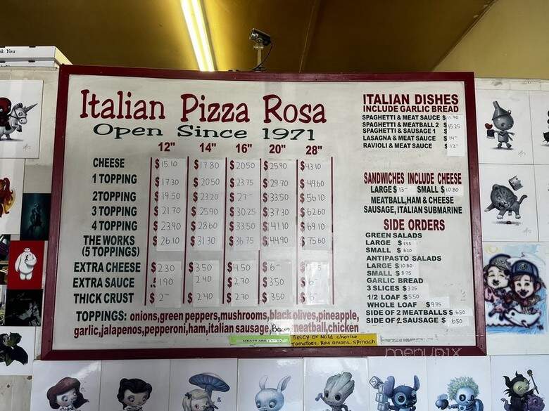 Italian Pizza Rosa - Anaheim, CA menu_pic