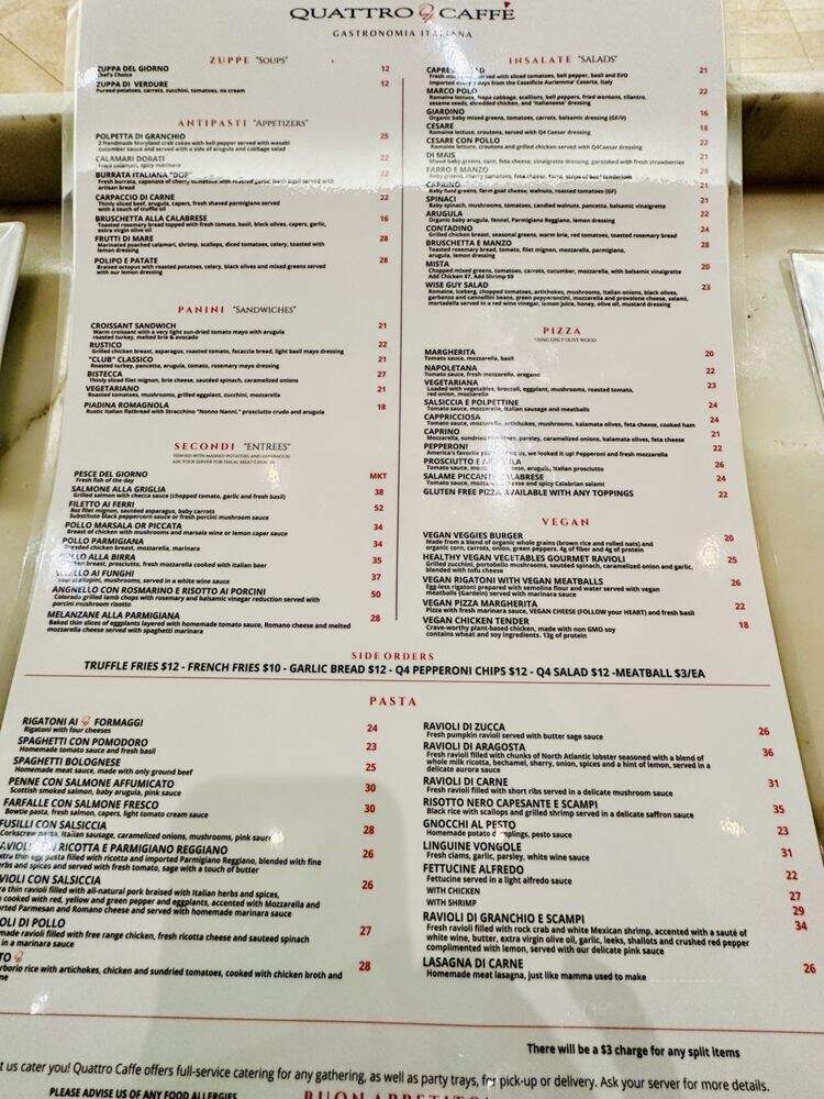 Quattro Caffe - Costa Mesa, CA menu_pic