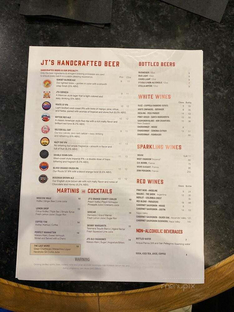 J T Schmid's Restaurant & Brew - Anaheim, CA menu_pic
