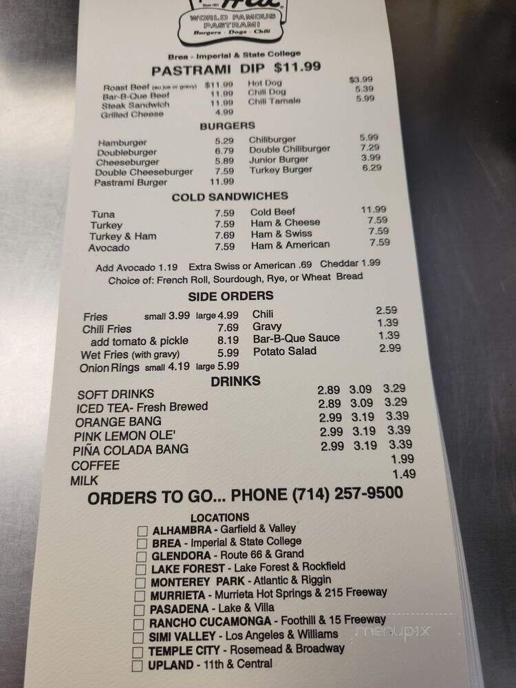 Hat - Brea, CA menu_pic