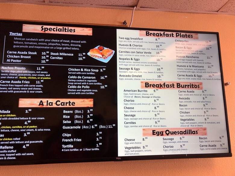 Taco Pronto - Santa Ana, CA menu_pic