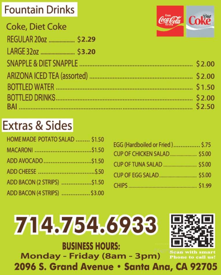 Gail's Grand Avenue Lunch Co - Santa Ana, CA menu_pic