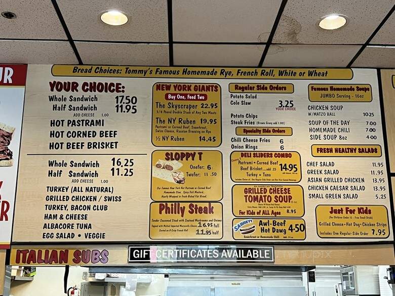 Tommy Pastrami New York Deli - Santa Ana, CA menu_pic