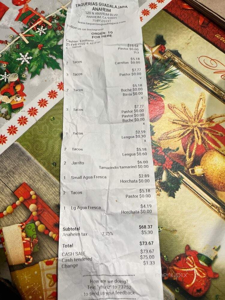 Taquerias Guadalajara - Anaheim, CA menu_pic