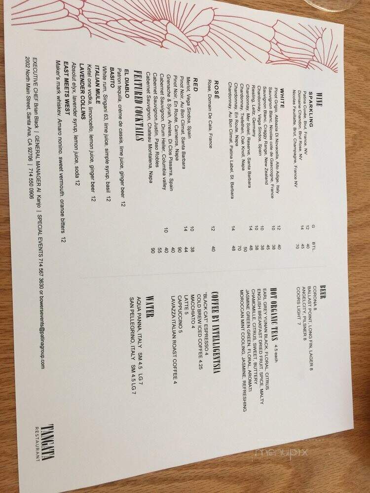 Tangata Restaurant - Santa Ana, CA menu_pic