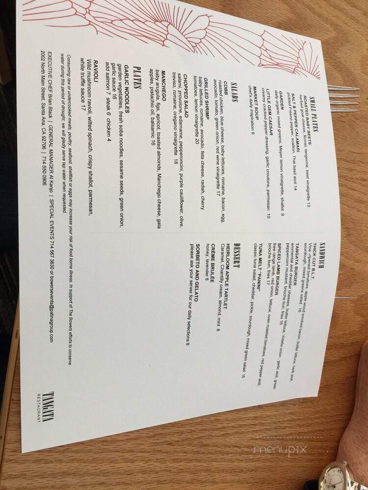 Tangata Restaurant - Santa Ana, CA menu_pic