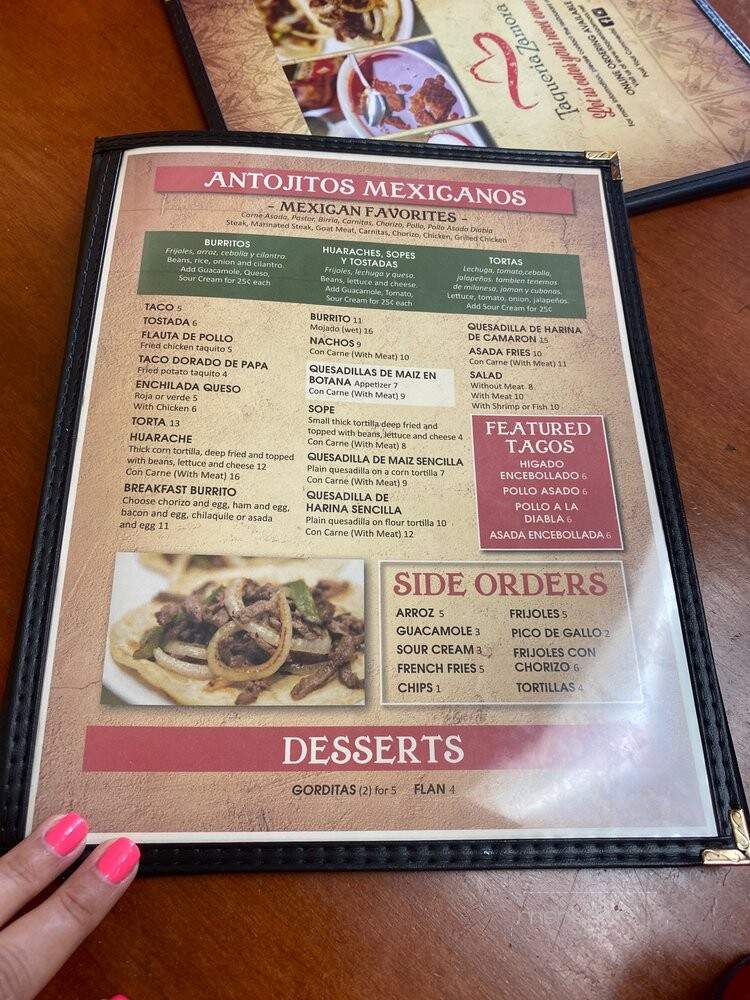 Taqueria Zamora - Santa Ana, CA menu_pic