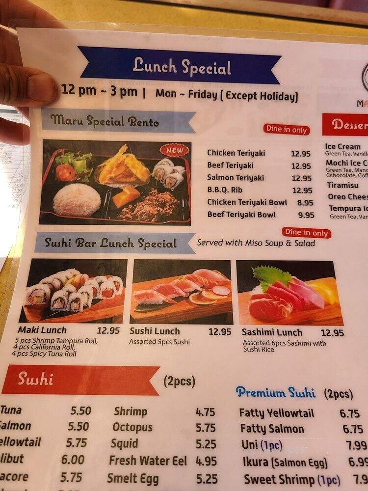 Maru Sushi - Costa Mesa, CA menu_pic