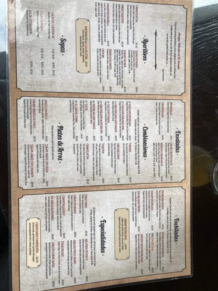 El Zarape - Cypress, CA menu_pic
