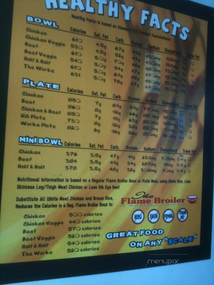 Flame Broiler - Orange, CA menu_pic