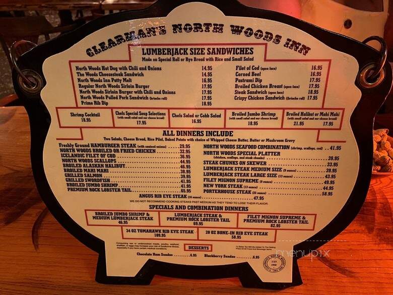 Clearman's North Woods Inn - Arcadia, CA menu_pic
