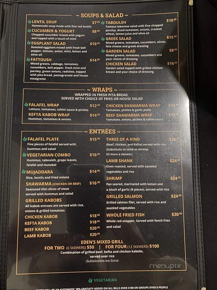 Eden Garden Cafe - Glendora, CA menu_pic