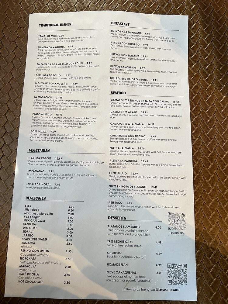 Casa Oaxaca Restaurant - Santa Ana, CA menu_pic