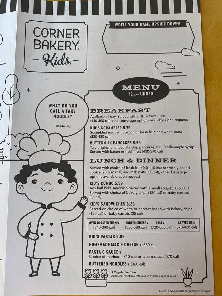 Corner Bakery Cafe - Brea, CA menu_pic
