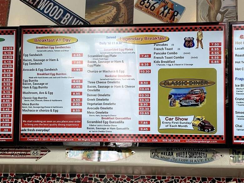 Legends Classic Diner - Glendora, CA menu_pic