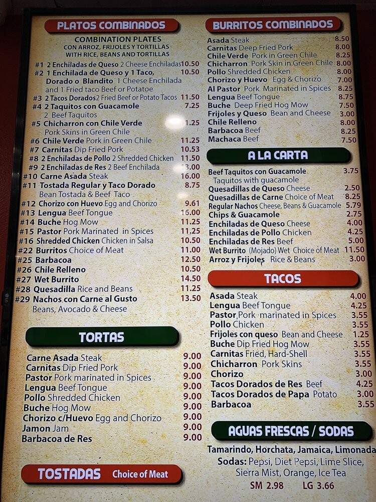 Taqueria Los Grandes - Santa Ana, CA menu_pic