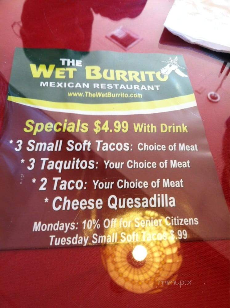 Wet Burrito - Brea, CA menu_pic