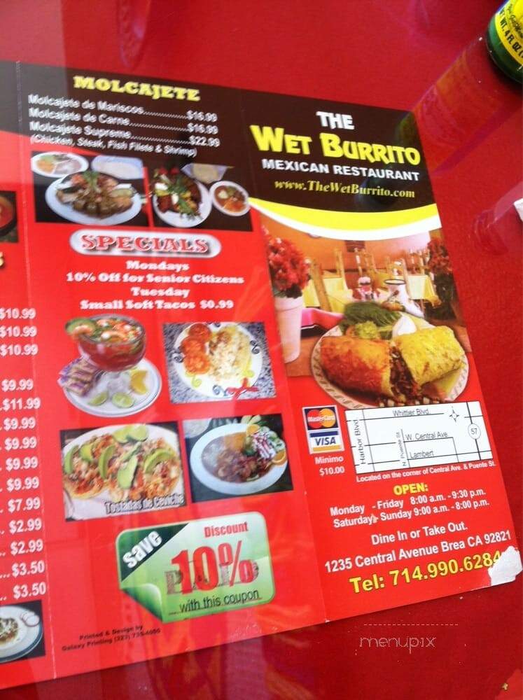 Wet Burrito - Brea, CA menu_pic