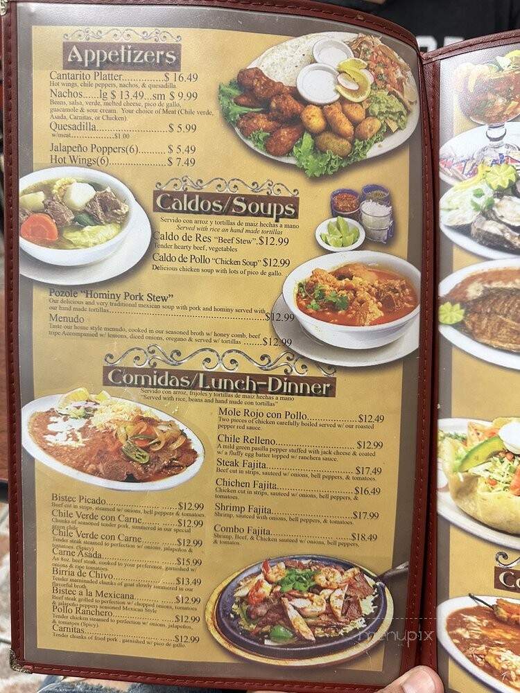 El Cantarito Restaurant - Placentia, CA menu_pic