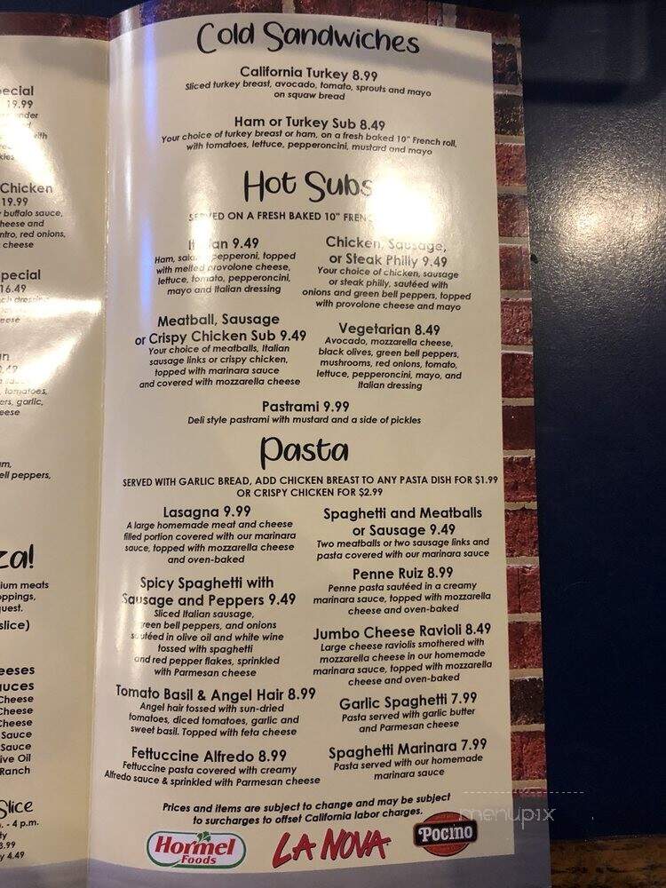 Zito's Pizza - Anaheim, CA menu_pic