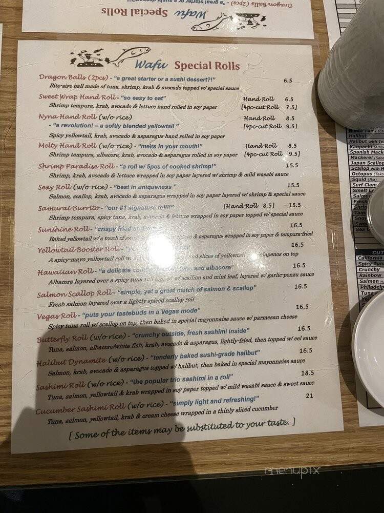 Wafu Of Japan - Costa Mesa, CA menu_pic