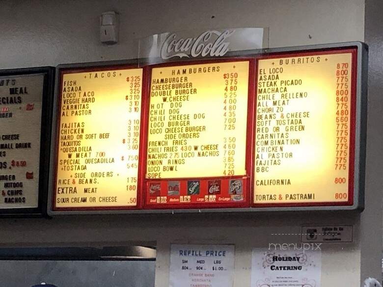 Manny's El Loco - Covina, CA menu_pic