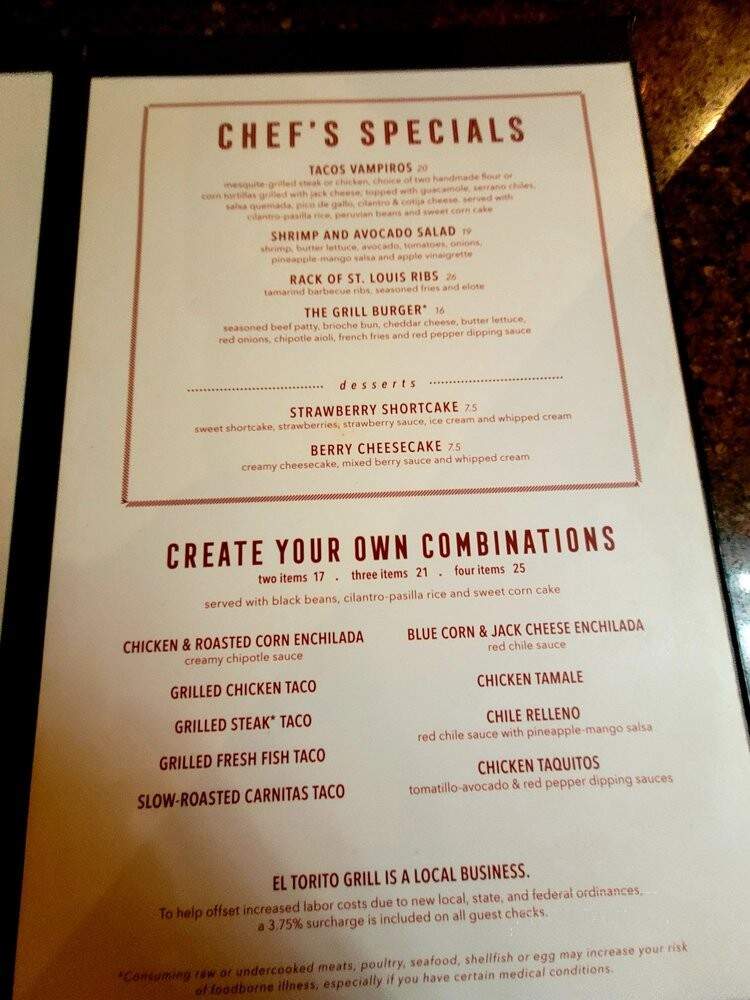 El Torito Mexican Grill - Brea, CA menu_pic