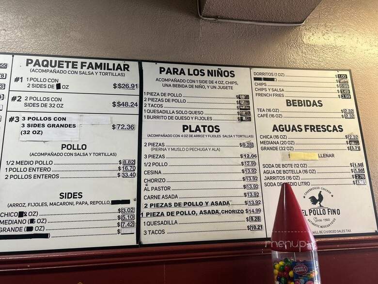 El Pollo Fino - Anaheim, CA menu_pic