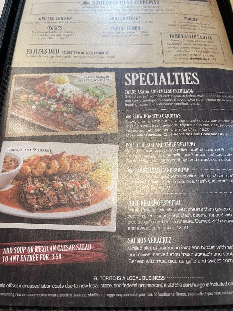 El Torito Mexican Grill - Yorba Linda, CA menu_pic