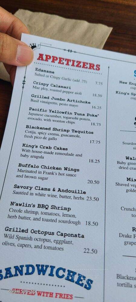 King's Fish House - Orange, CA menu_pic