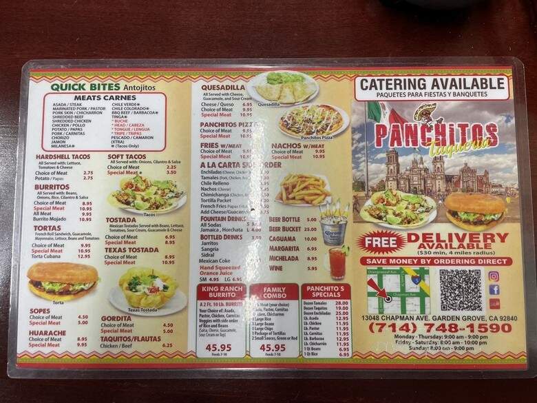 Panchitos Taqueria - Garden Grove, CA menu_pic