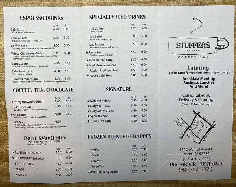 Stuffers - Tustin, CA menu_pic