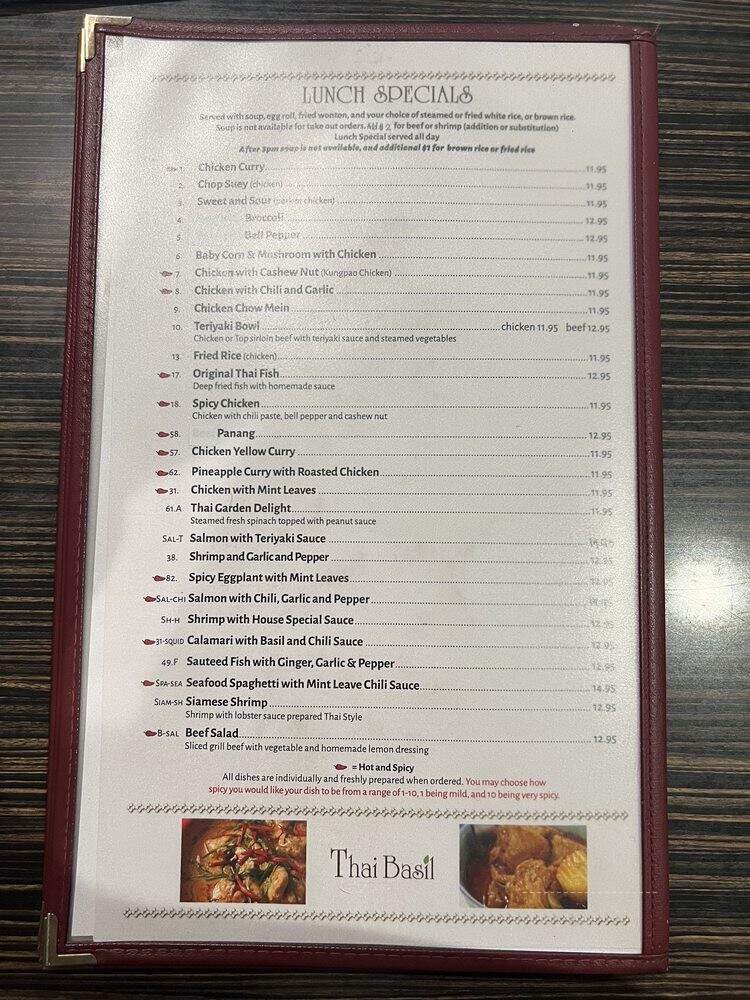 Thai Basil Restaurant - Fullerton, CA menu_pic