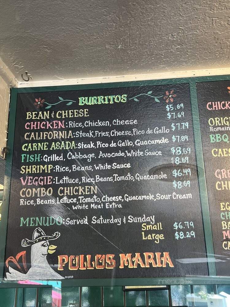 Pollos Maria - Carlsbad, CA menu_pic