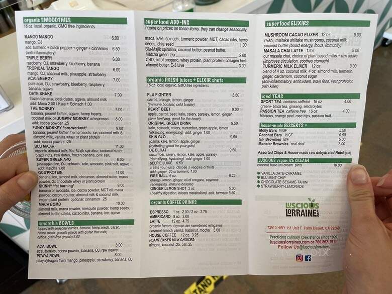 Luscious Lorraine's Deli & Bar - Palm Desert, CA menu_pic