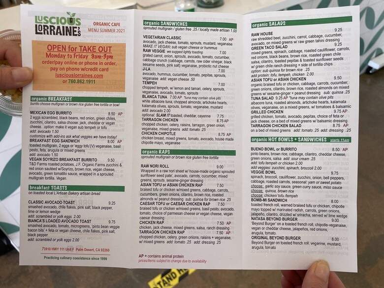 Luscious Lorraine's Deli & Bar - Palm Desert, CA menu_pic