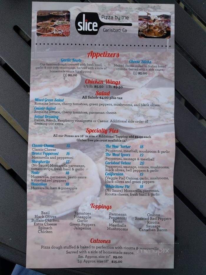 Pizza By The Slice - Carlsbad, CA menu_pic