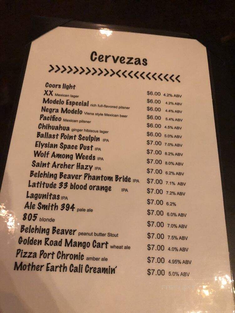 Anita's Restaurant - Oceanside, CA menu_pic