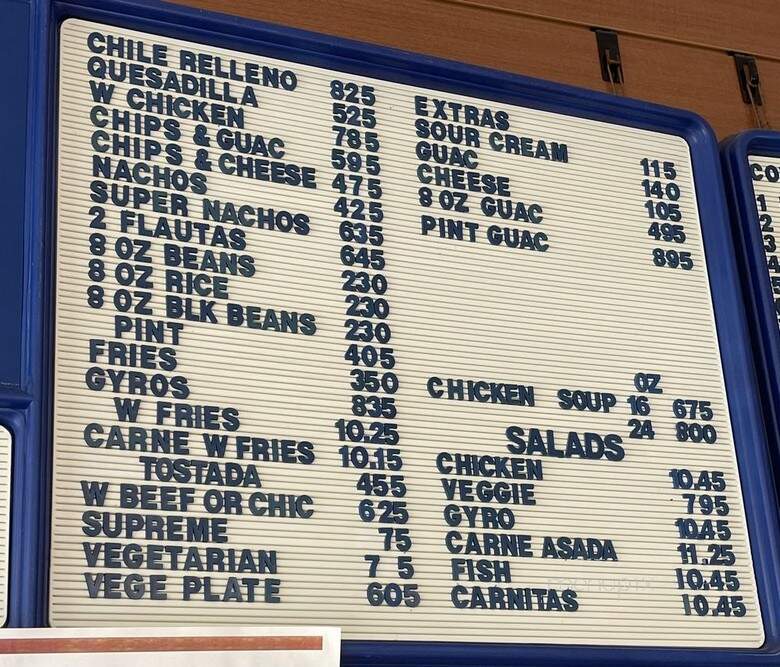 Rico's Taco Shop - Encinitas, CA menu_pic