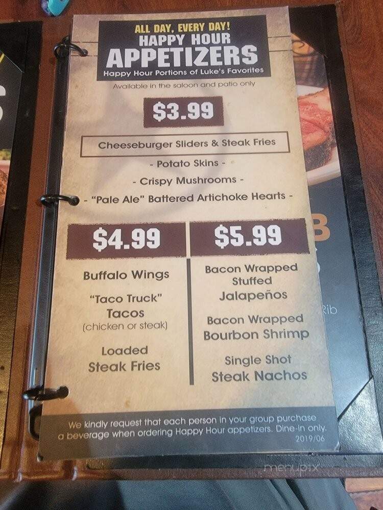 Cool Hand Luke's - Paso Robles, CA menu_pic