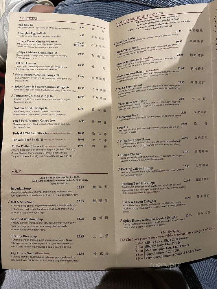 Chins Restaurant - Encinitas, CA menu_pic