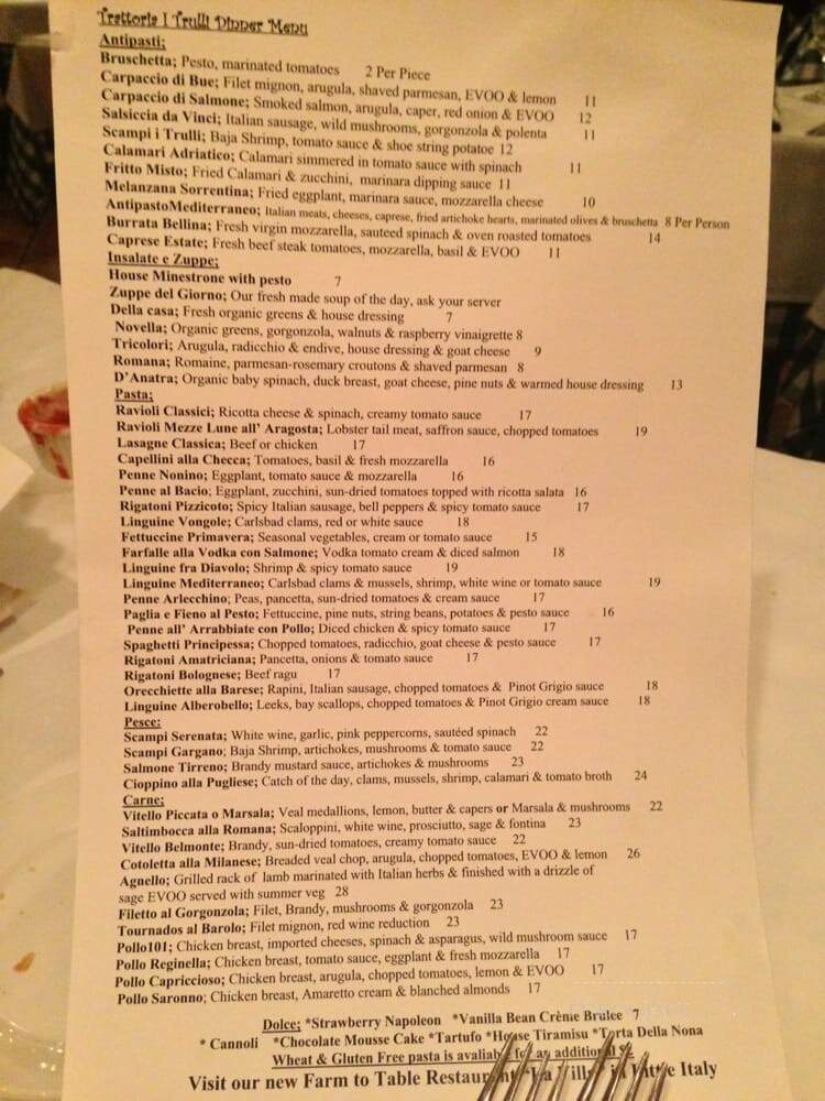 Trattoria I Trulli - Encinitas, CA menu_pic