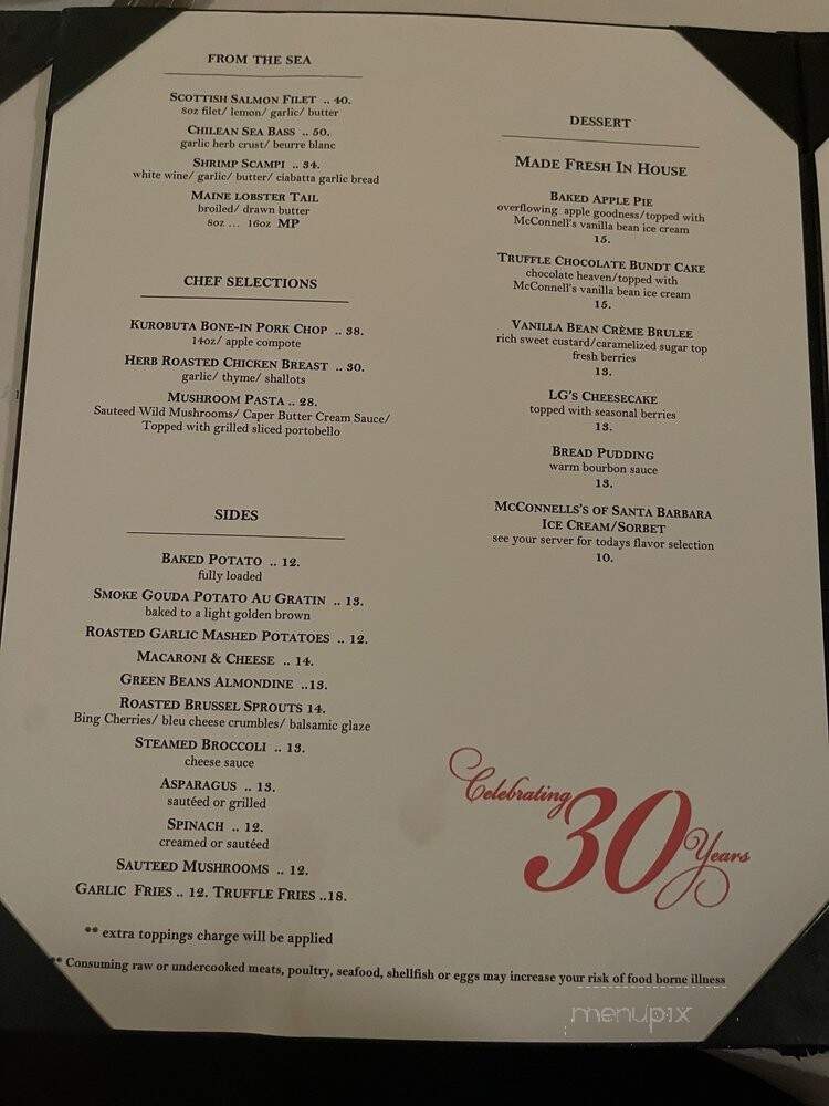 L G's Prime Steakhouse - Palm Springs, CA menu_pic