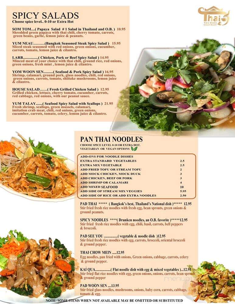Thai Time Bistro - San Diego, CA menu_pic